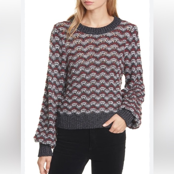 VERONICA BEARD Ruth Crew Neck Metallic Knit Pullover Sweater Size XS - Picture 1 of 7